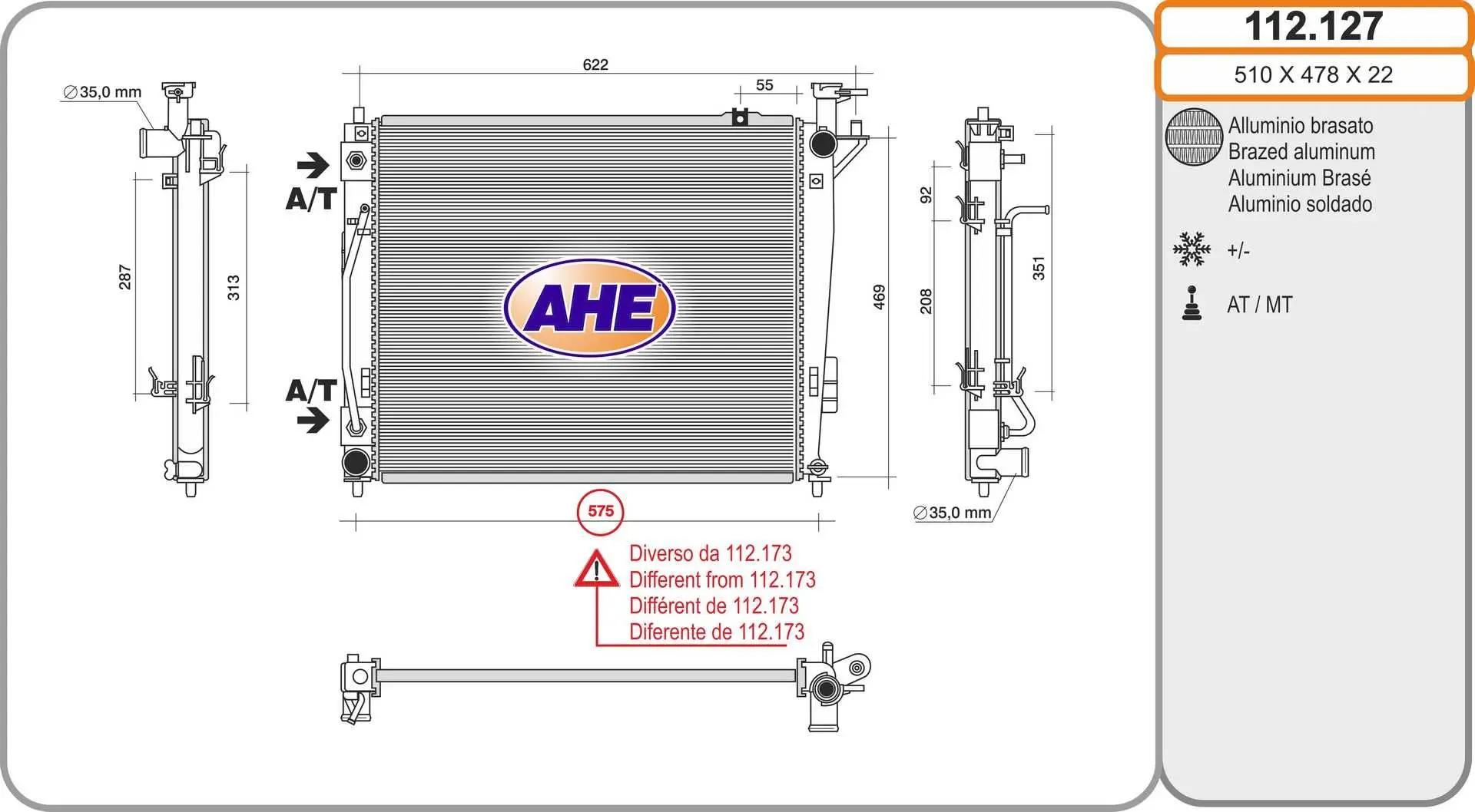 AHE Radiateur, refroidissement du moteur AHE