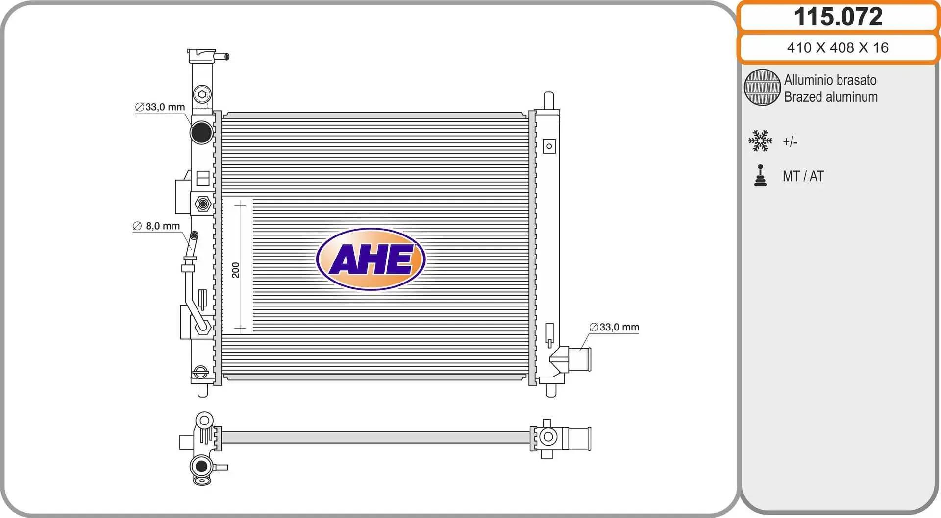 AHE Radiateur, refroidissement du moteur AHE