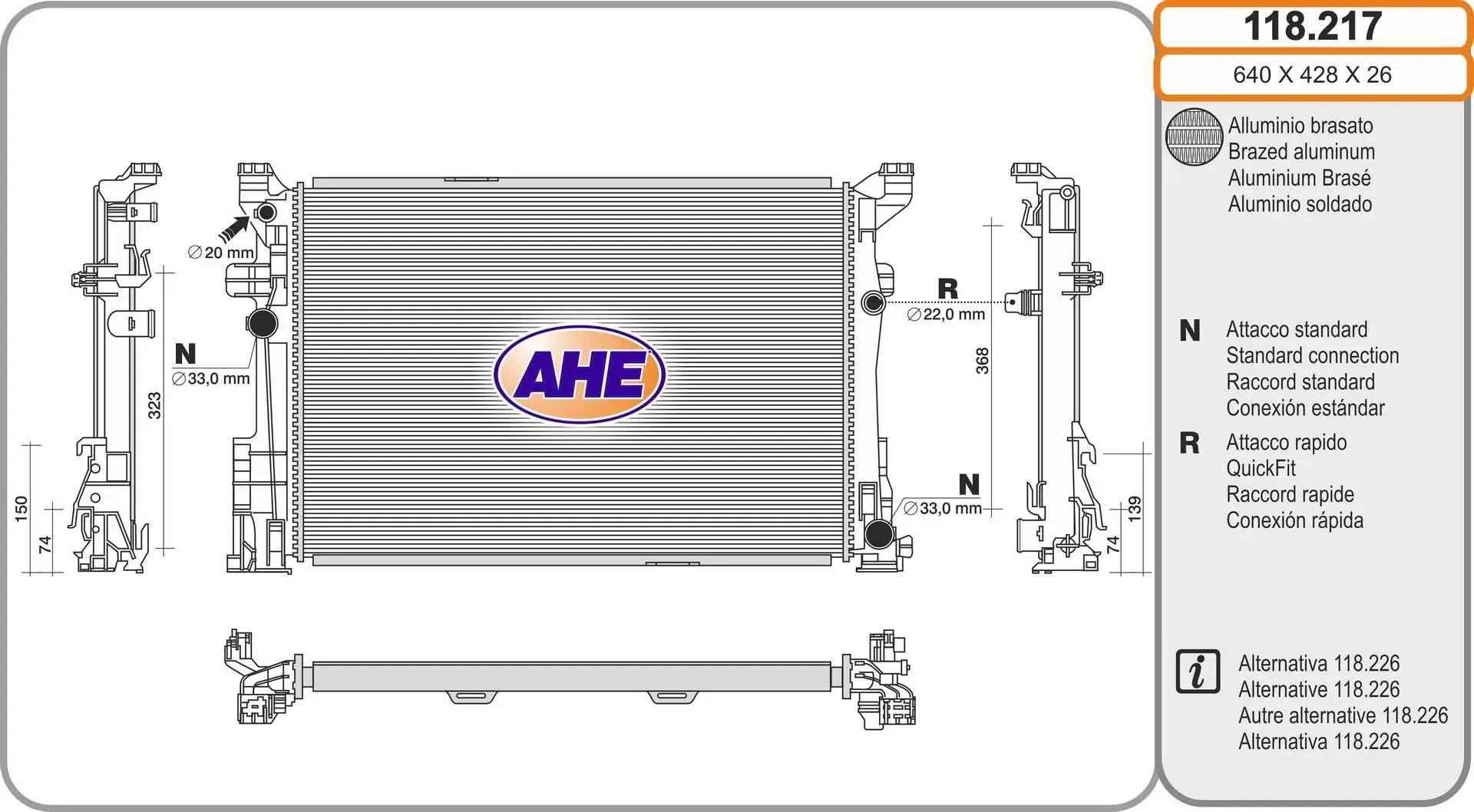 AHE Radiateur, refroidissement du moteur AHE
