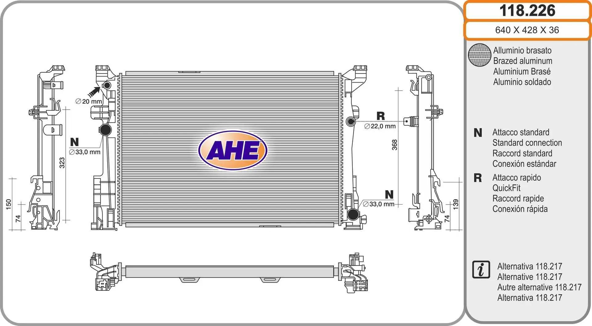AHE Radiateur, refroidissement du moteur AHE