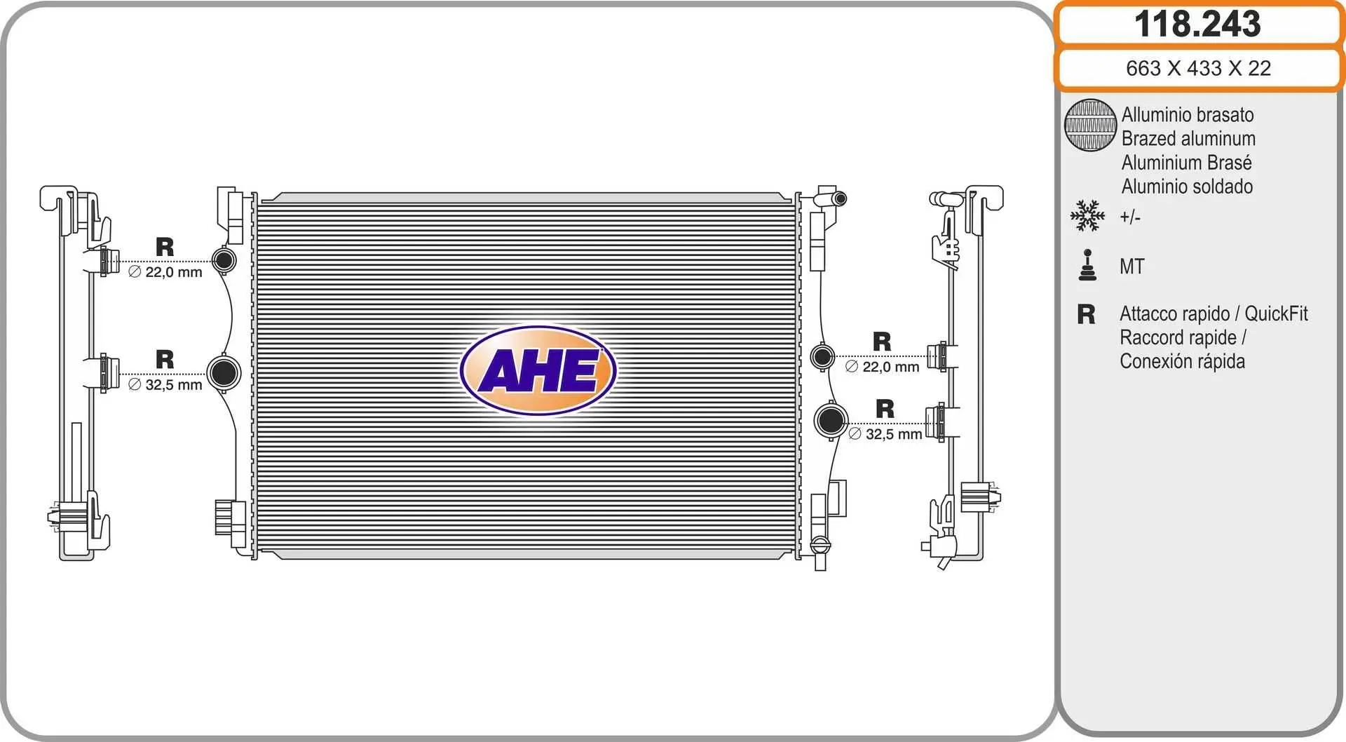 AHE Radiateur, refroidissement du moteur AHE