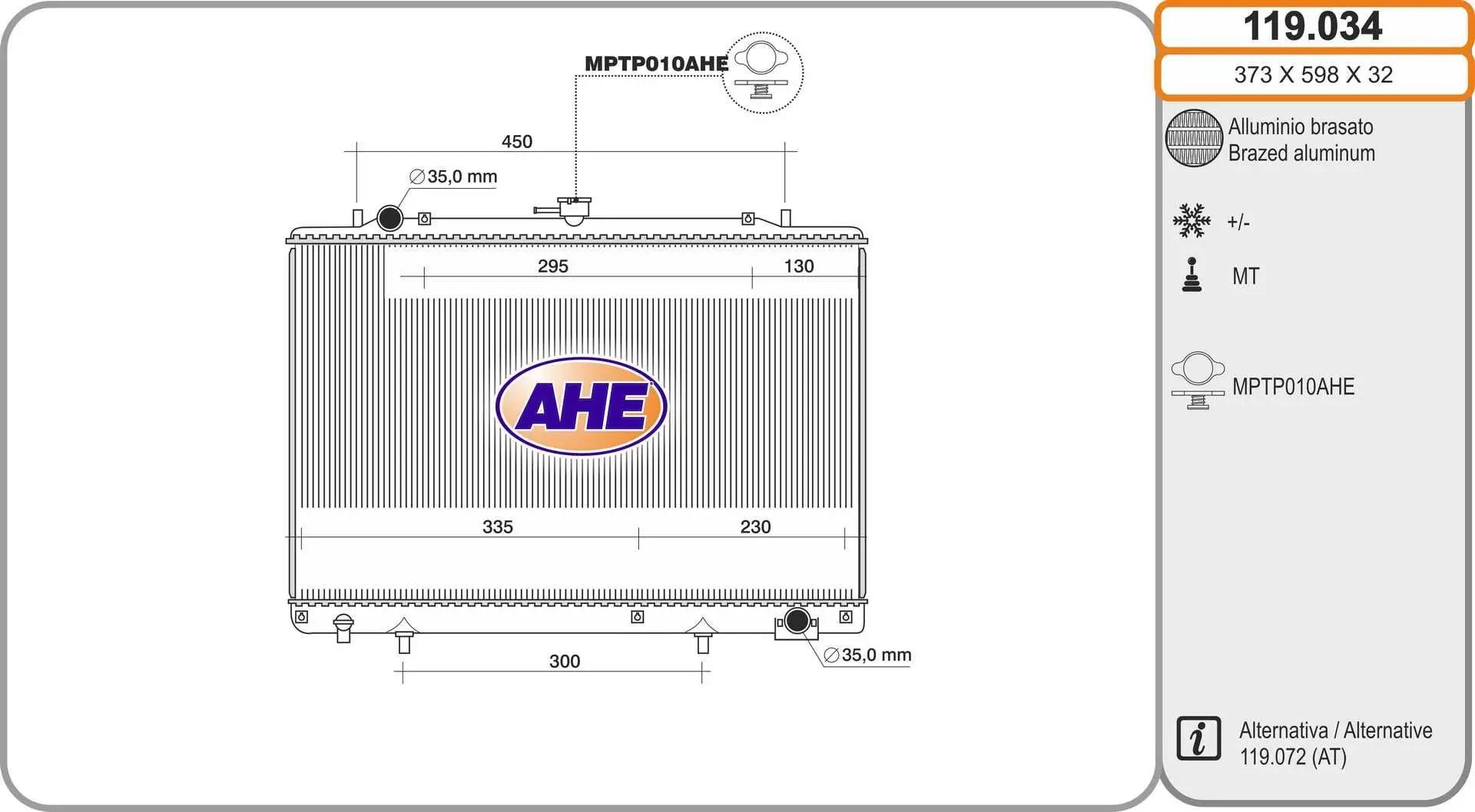 AHE Radiateur, refroidissement du moteur AHE