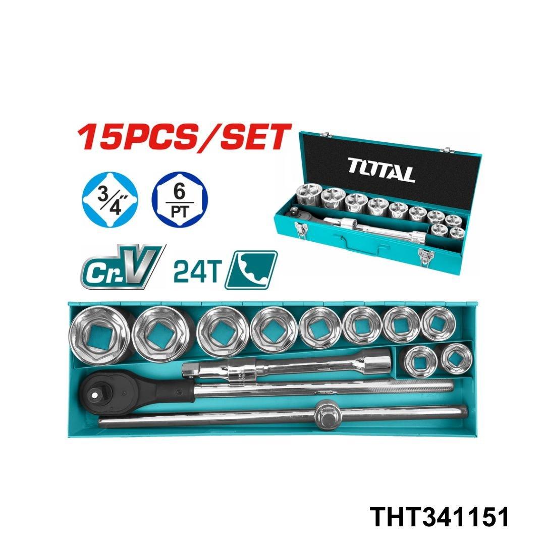 TOTAL Boite a douille 15 pcs 3 4 THT341151