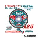 TOTAL disques de coupe ultra-minces pour inox-metaux 115×1 mm TAC11011525