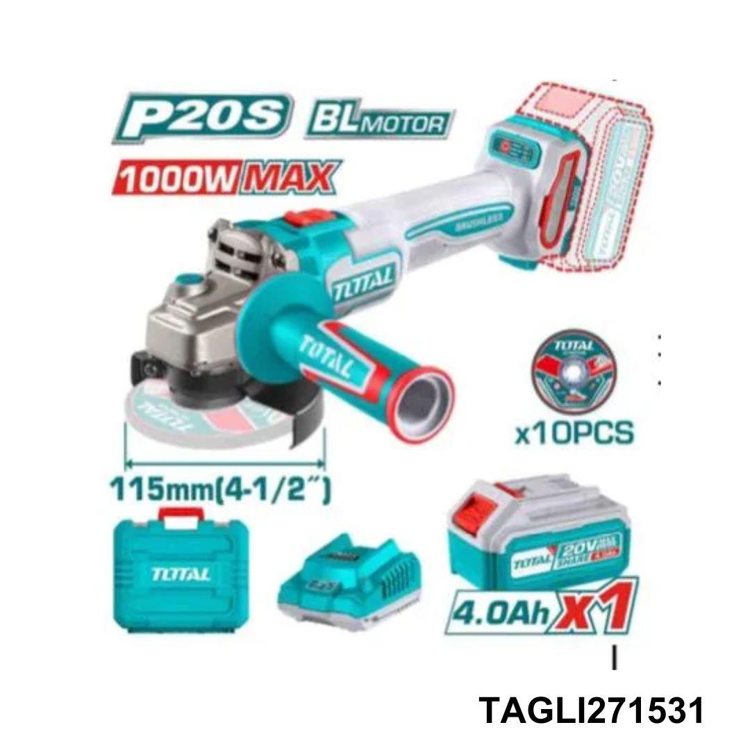 TOTAL Meuleuse d’angle sans fil 115mm 20v TAGLI271531