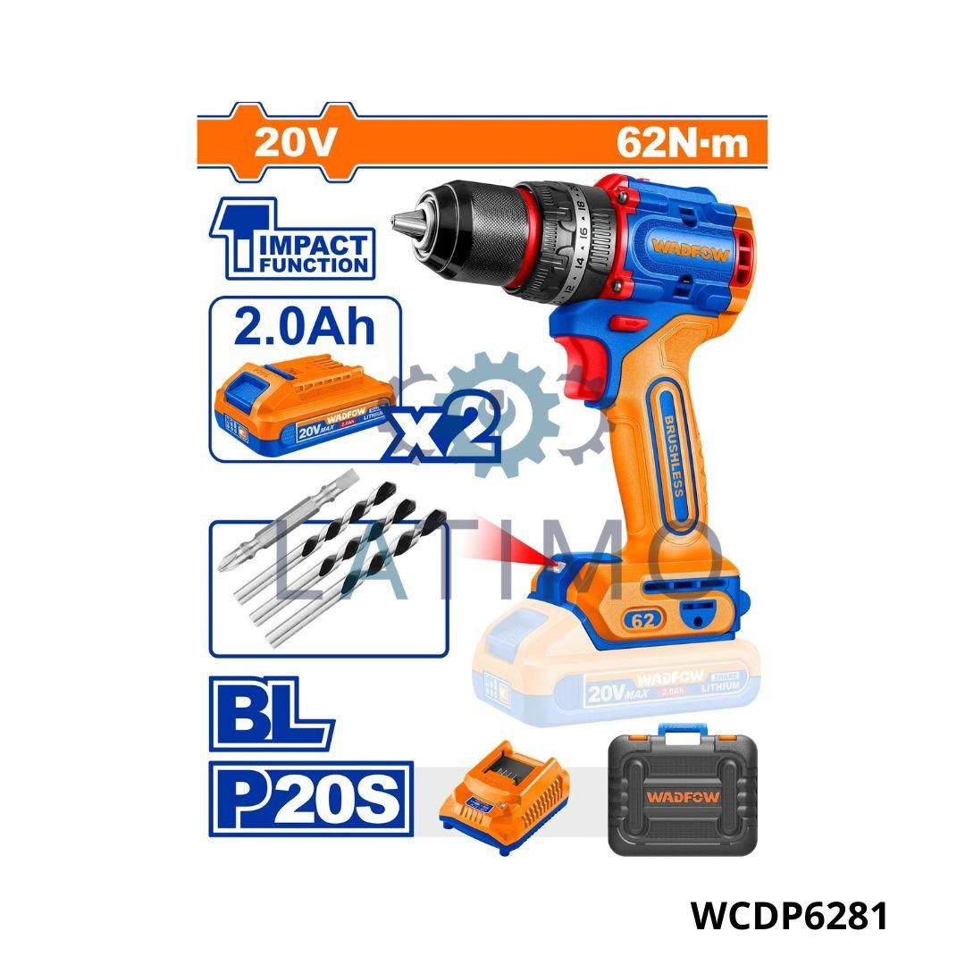 WADFOW Visseuse perceuse 20v brushless 62nm WCDP6281