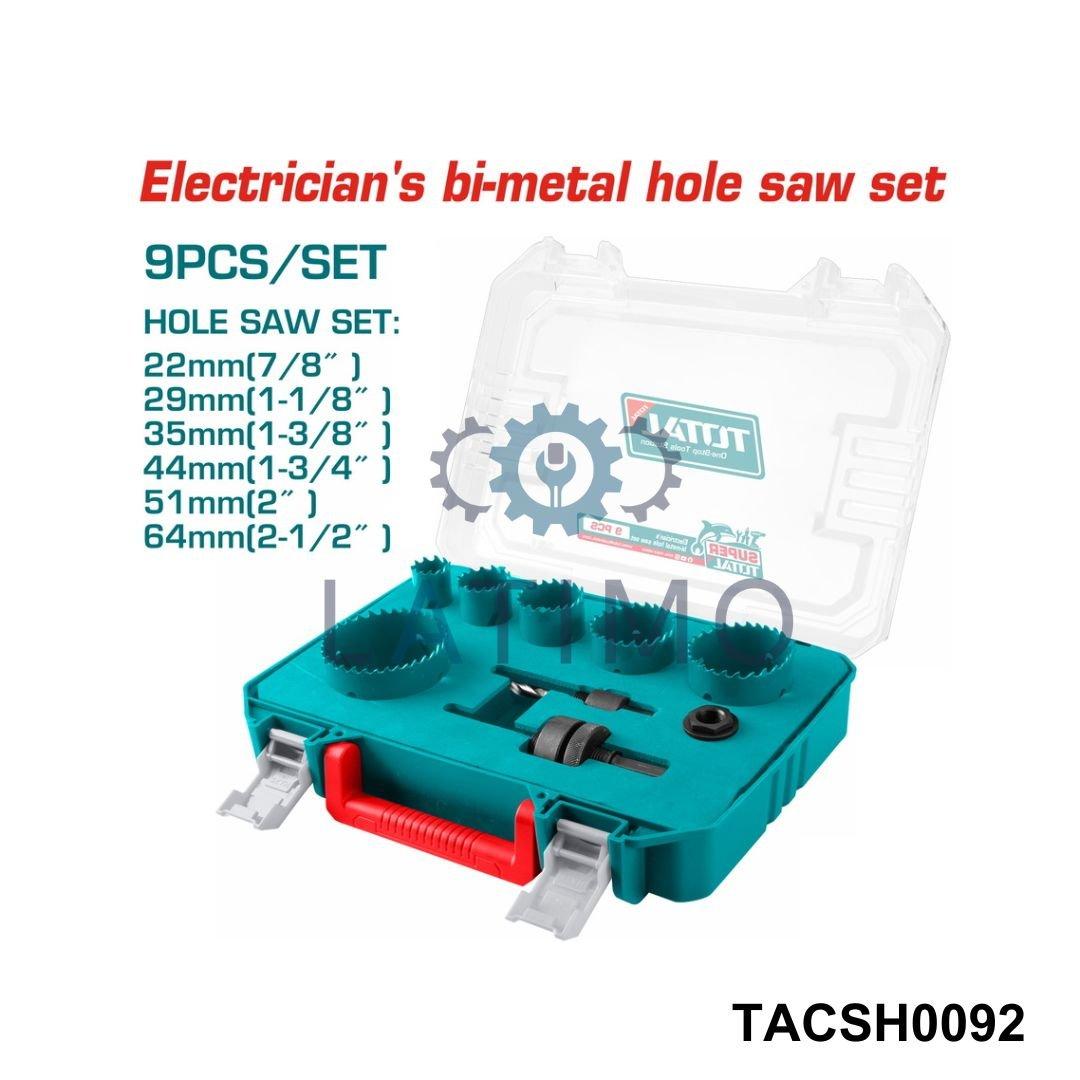 TOTAL Jeu 9 scie a cloche electricien 22-64mm TACSH0092