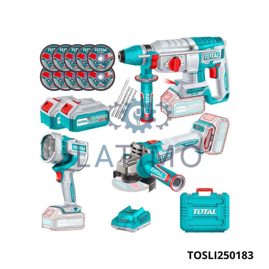 TOTAL Pack electroportatif 3en1 20v 2x4ah TOSLI250183