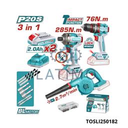 TOTAL Kit outillage 3en1 20v 2x2ah TOSLI250182
