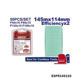 EMTOP Jeu 50 feuilles abrasives 145*114mm ESPR145115