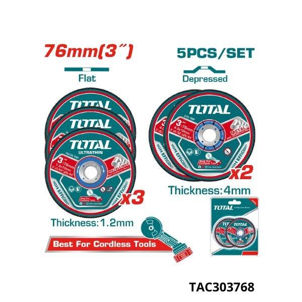 TOTAL Kit 5 disques coupe meulage 76 MM TAC303768