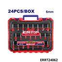 EMTOP Coffret 24 pcs fraise 6mm défonceuse ERRT24062