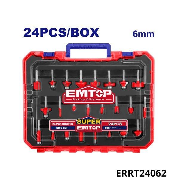 EMTOP Coffret 24 pcs fraise 6mm défonceuse ERRT24062