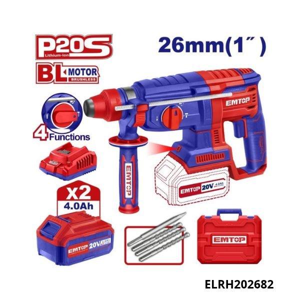 EMTOP Marteau perforateur brushless 20v 4ah ELRH202682