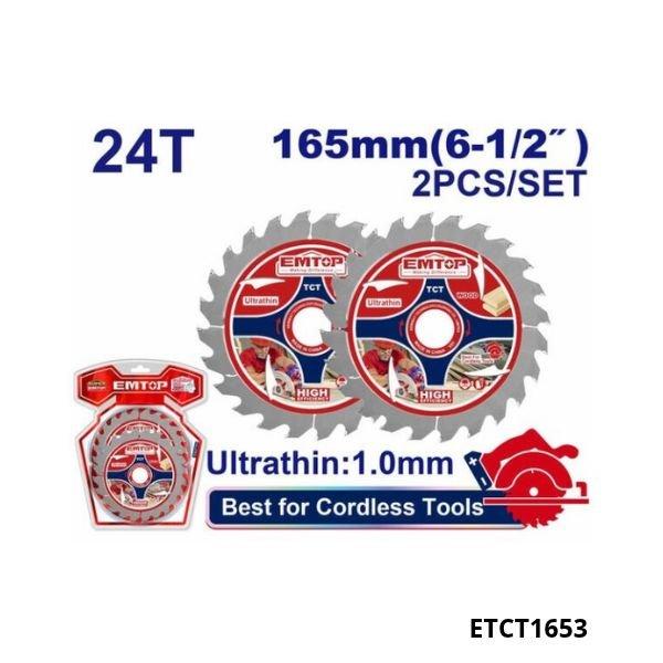 EMTOP Jeu de 2 disques bois 165mm 24t ETCT1653