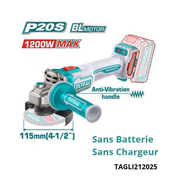 TOTAL Meuleuse d’angle 20v 115mm 1200w sans batterie sans chargeur TAGLI212025
