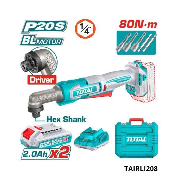 TOTAL Tournevis a cliquet d’angle sans fil 80nm TAIRLI208