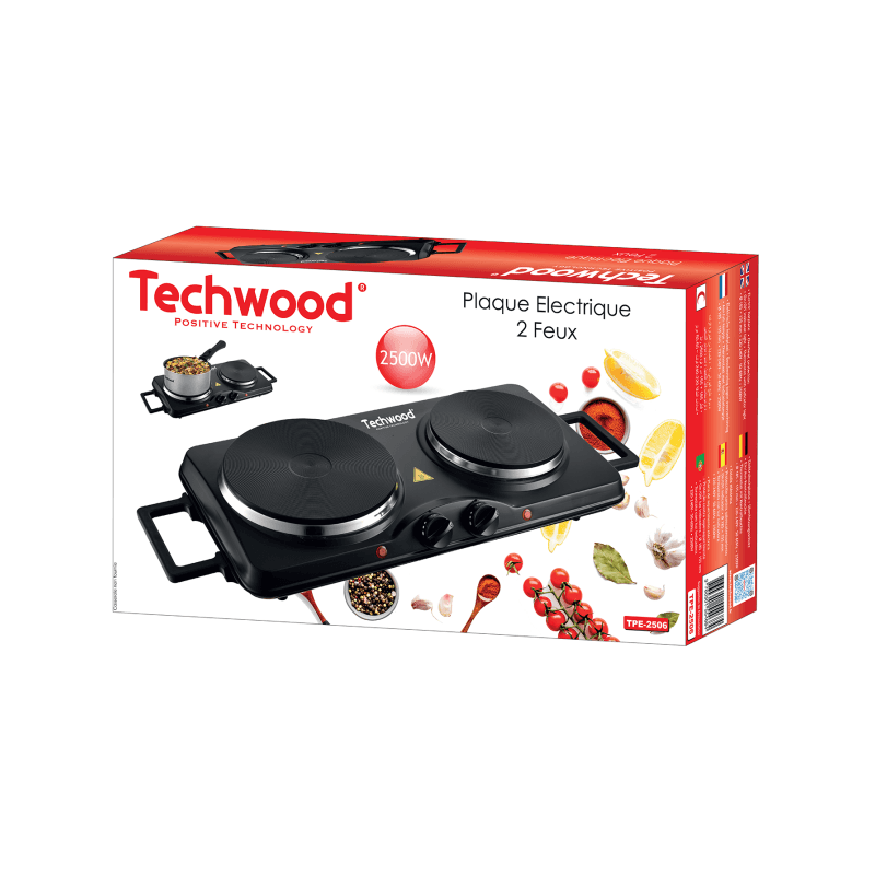 Techwood Plaque ÉLECTRIQUE 2 FEUX 2500W