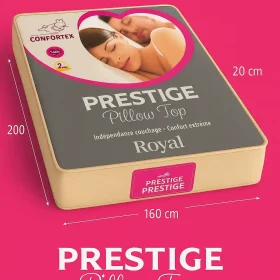 MATELAS PRESTIGE CONFORTEX 200×160 CM PILLOW TOP, RESSORTS ENSACHÉS & CONFORT ÉQUILIBRÉ