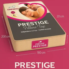 MATELAS PRESTIGE CONFORTEX 200×180 CM PILLOW TOP, RESSORTS ENSACHÉS & CONFORT ÉQUILIBRÉ