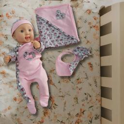 Barboteuse bébé fille bleue fleurie MBL010