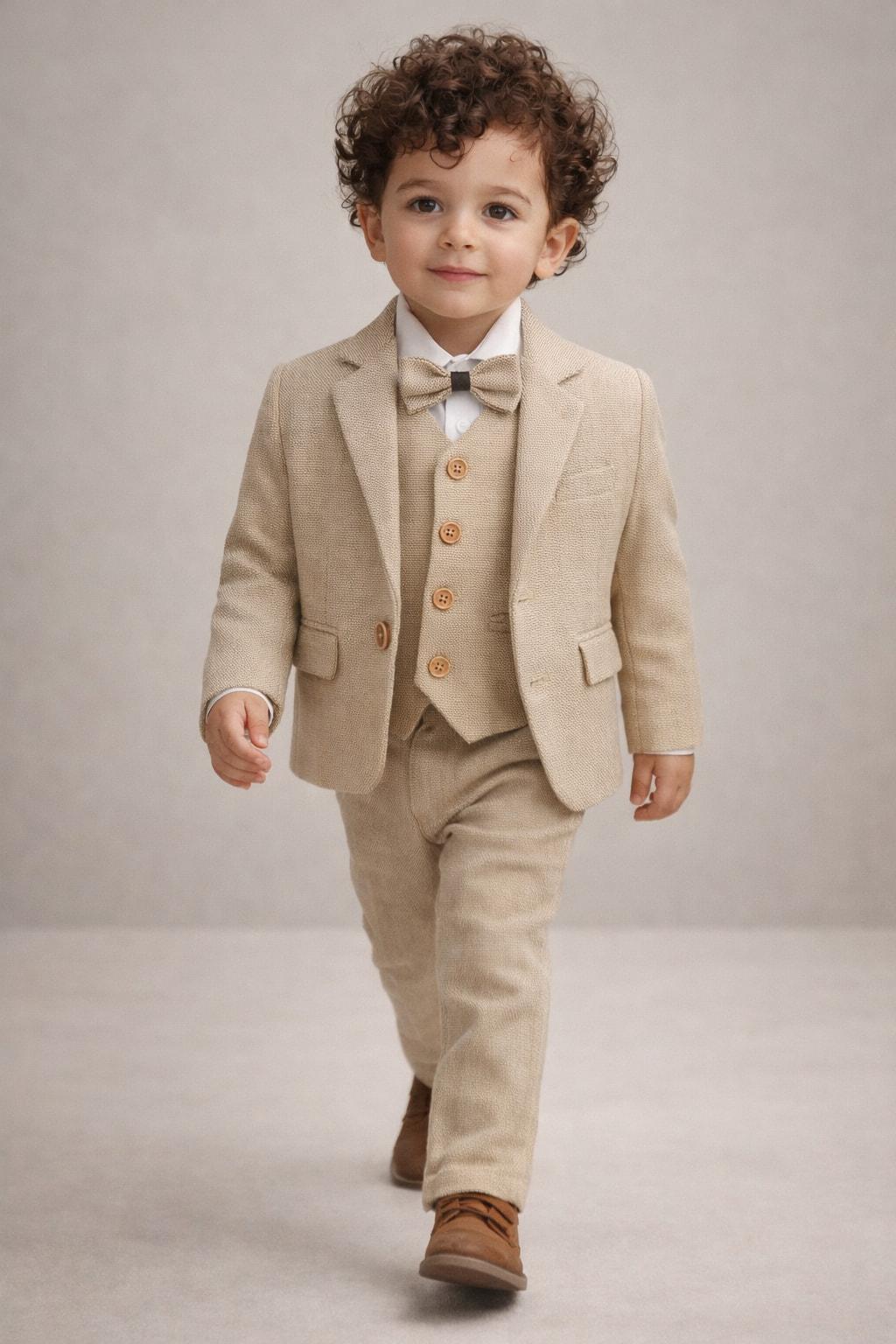 Costume garçon beige 5 pièces 7788