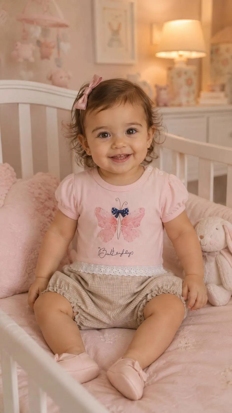Barboteuse bébé fille motif papillon 1420R