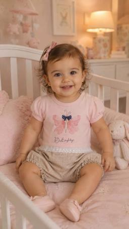 Barboteuse bébé fille motif papillon 1420R
