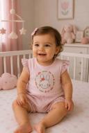 Barboteuse bébé fille motif lapin 552R
