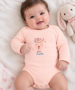 Body à manches longues bébé fille saumon 1226BR