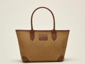 Flora Sac Bandoulière Femme en Cuir & Fibres Naturelles