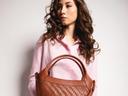Couffin en cuir tressé Woven Soul Cognac