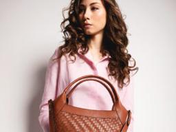 Couffin en cuir tressé Woven Soul Cognac