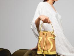Soleya Sac bourse en fibres naturelles cuir pleine fleur