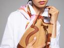 Soleya Cognac Sac bourse en fibres naturelles cuir pleine fleur