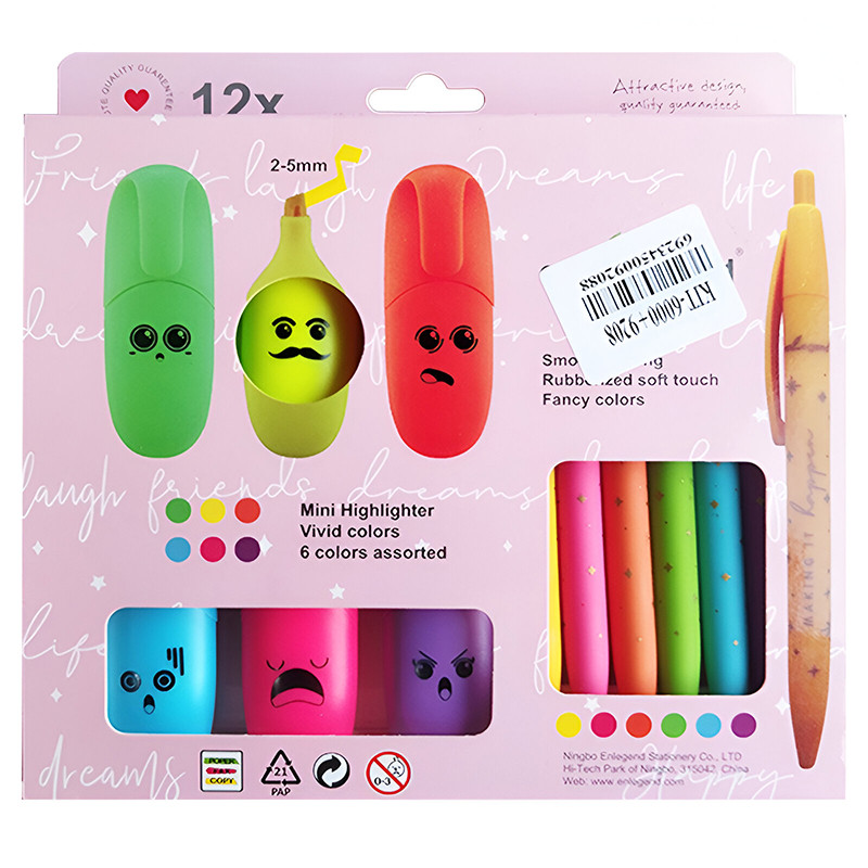 EnLegend 6 Mini Marqueurs & 6 Stylos Semi Gel Assorties