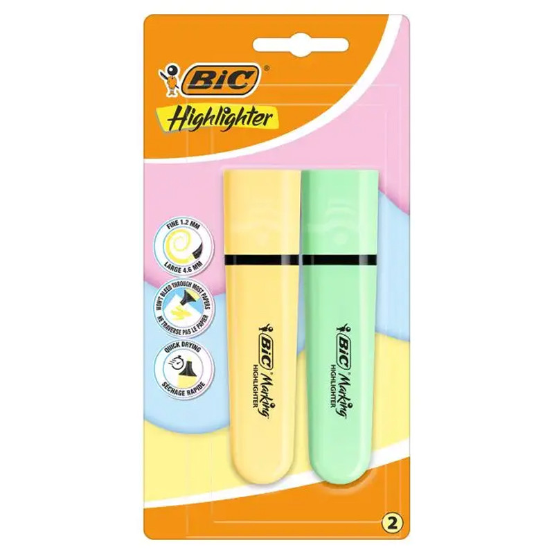 Bic 2 Surligneurs Bic Highlighter Pastel