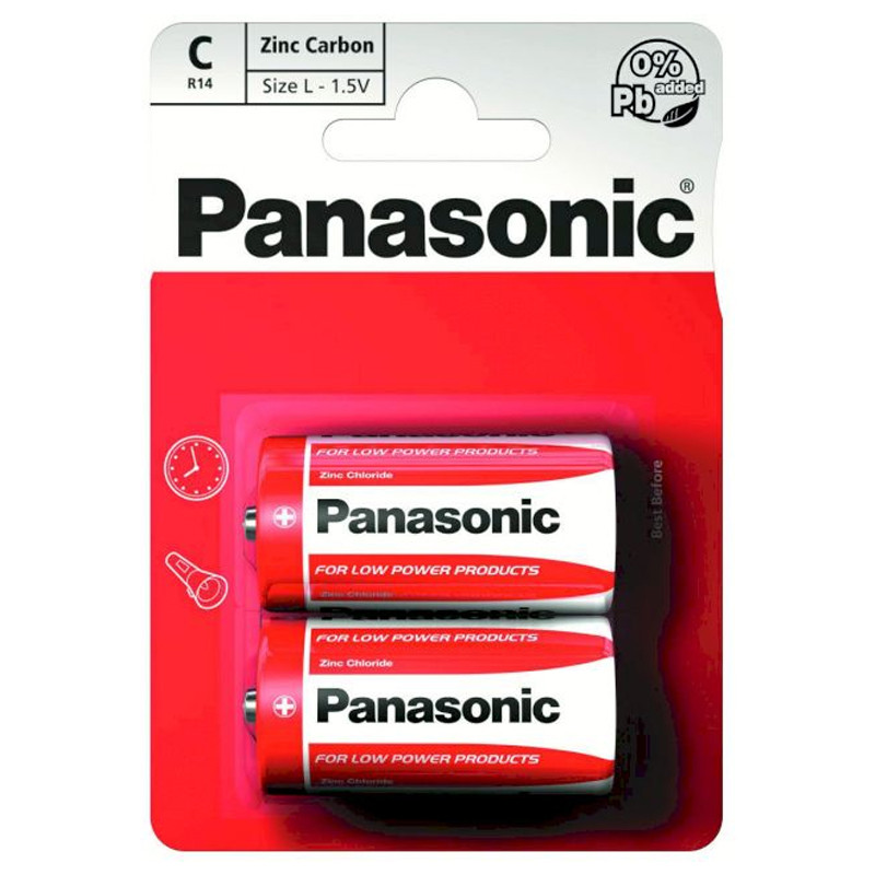 Panasonic 2 Piles C Zinc Carbone R14 1.5 V