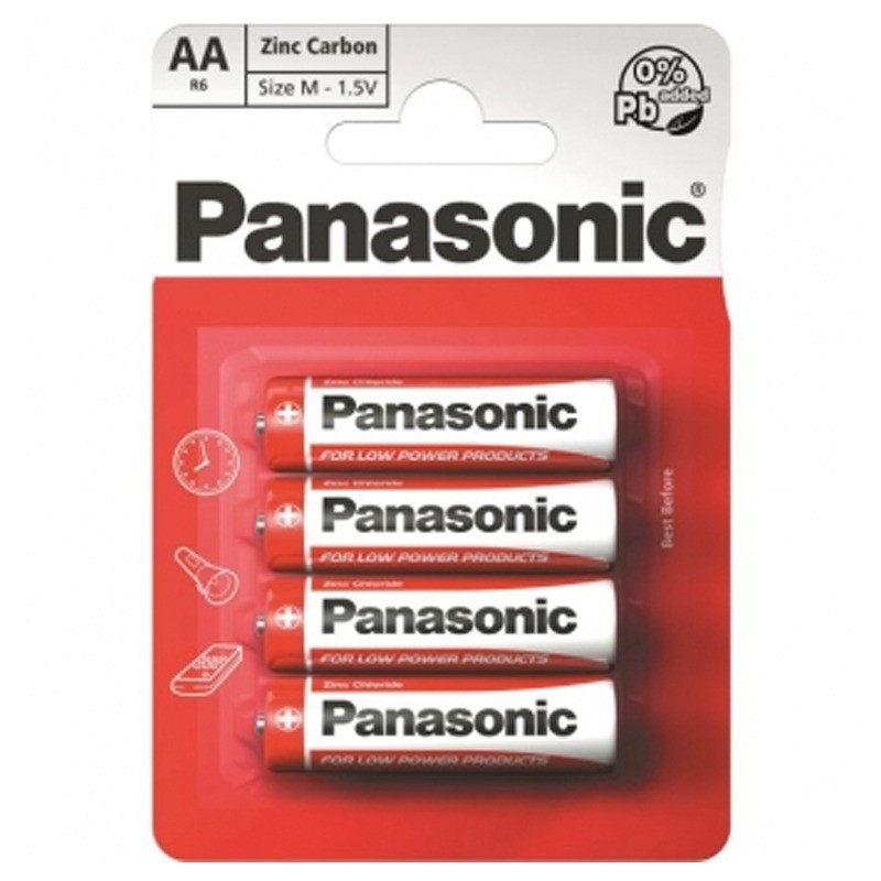 Panasonic 4 Piles Zinc Carbone R6 AA 1.5 V