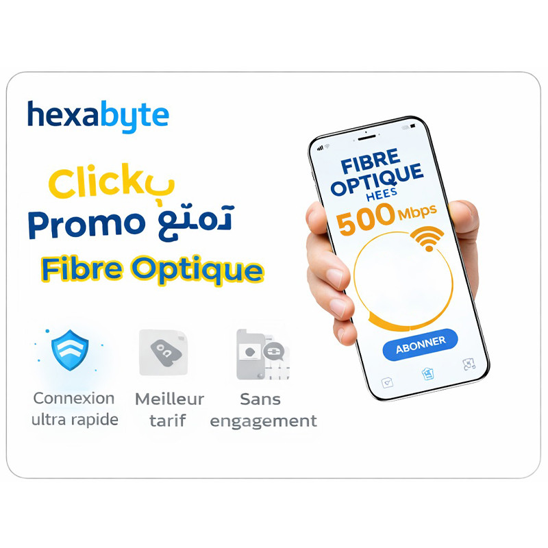HexaByte Fibre Optique Hexabyte 500 Mbps 12 Mois