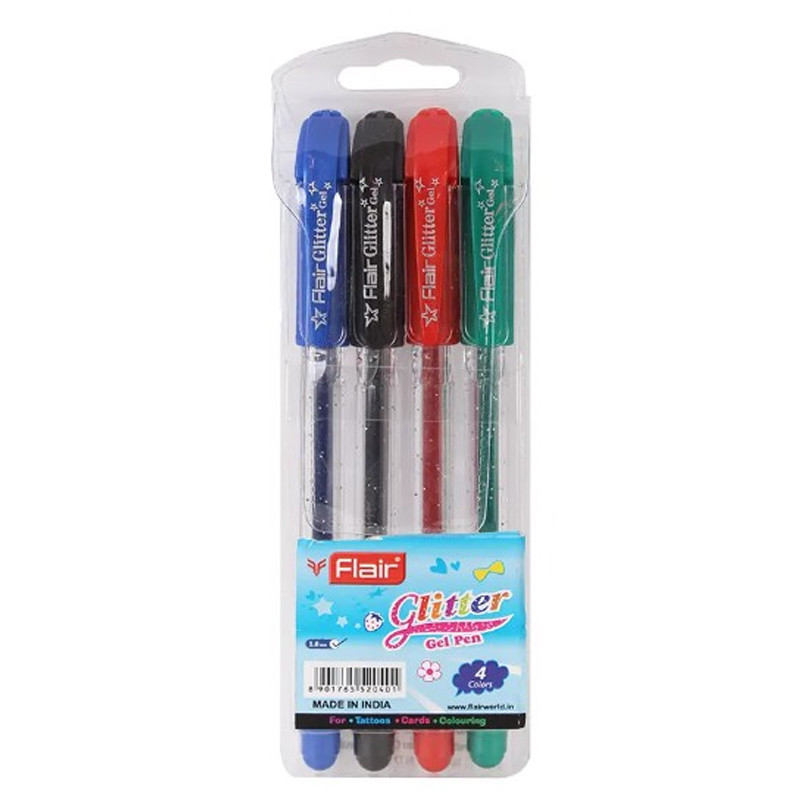 Flair de 4 Stylos Flair Gel Glitter 1mm Assorties
