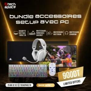 Gigabyte Bundle Accessoires Gaming TechSpace : Écran 27″ 180Hz QHD + Pack WhiteShark Pro
