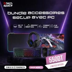 Bundle Accessoires Gaming TechSpace : Écran AOC 27″ 120Hz + Pack Périphériques RGB Baracuda & G-Lab