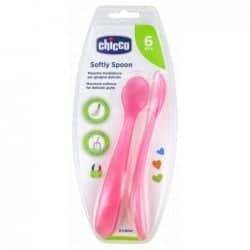 Chicco 2 cuillère silicone girl 6m+ rose