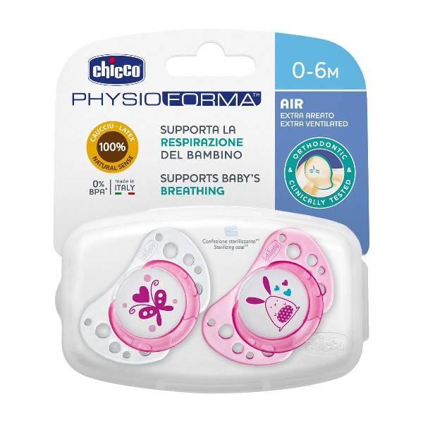 Chicco Physio Air Sucette 2 Pièces ROSE 0-6 M