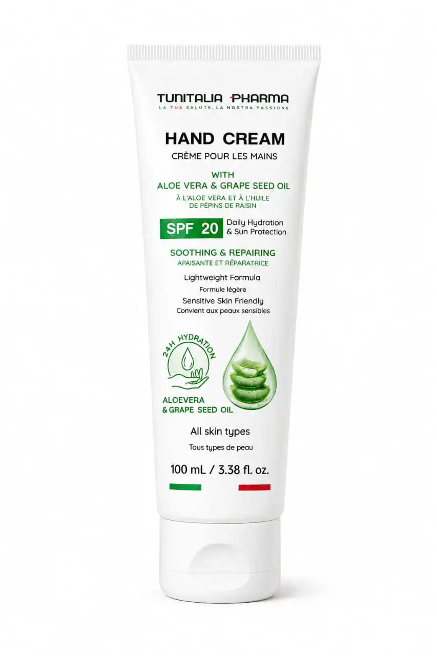 TUNITALIA créme à mains spf20 aleo vera