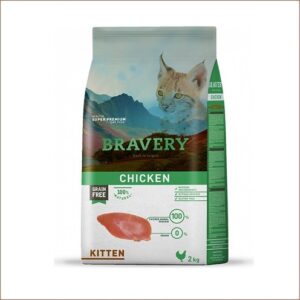 BRAVERY Kitten Sans Céréales au Poulet pour Chaton 2Kg