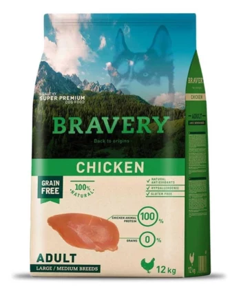 BRAVERY CHIKEN ADULT LARGE MEDIUM 12KG