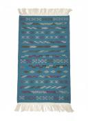 Tunisien Tapis en Laine Tissé Main Pétrole & Motifs Géométriques
