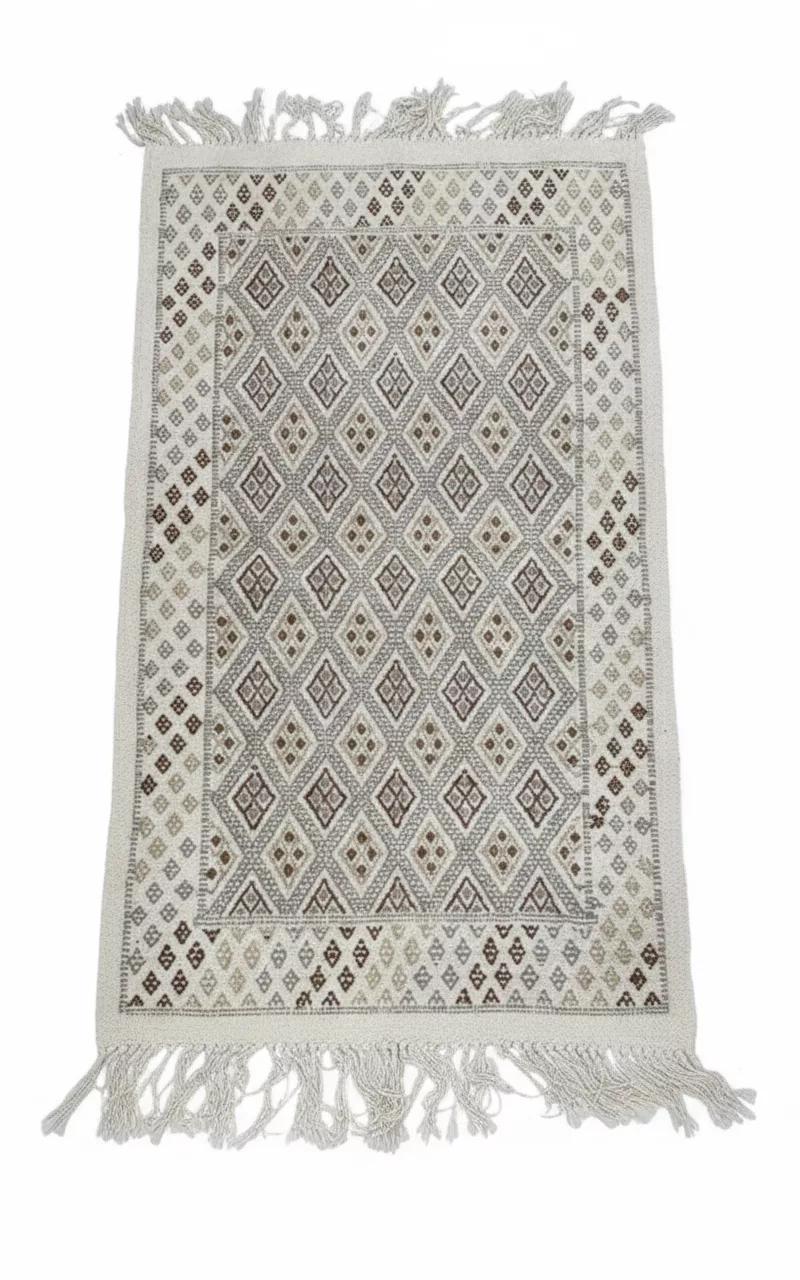 Berbère Tapis Artisanal à Motifs Losanges Tons Naturels